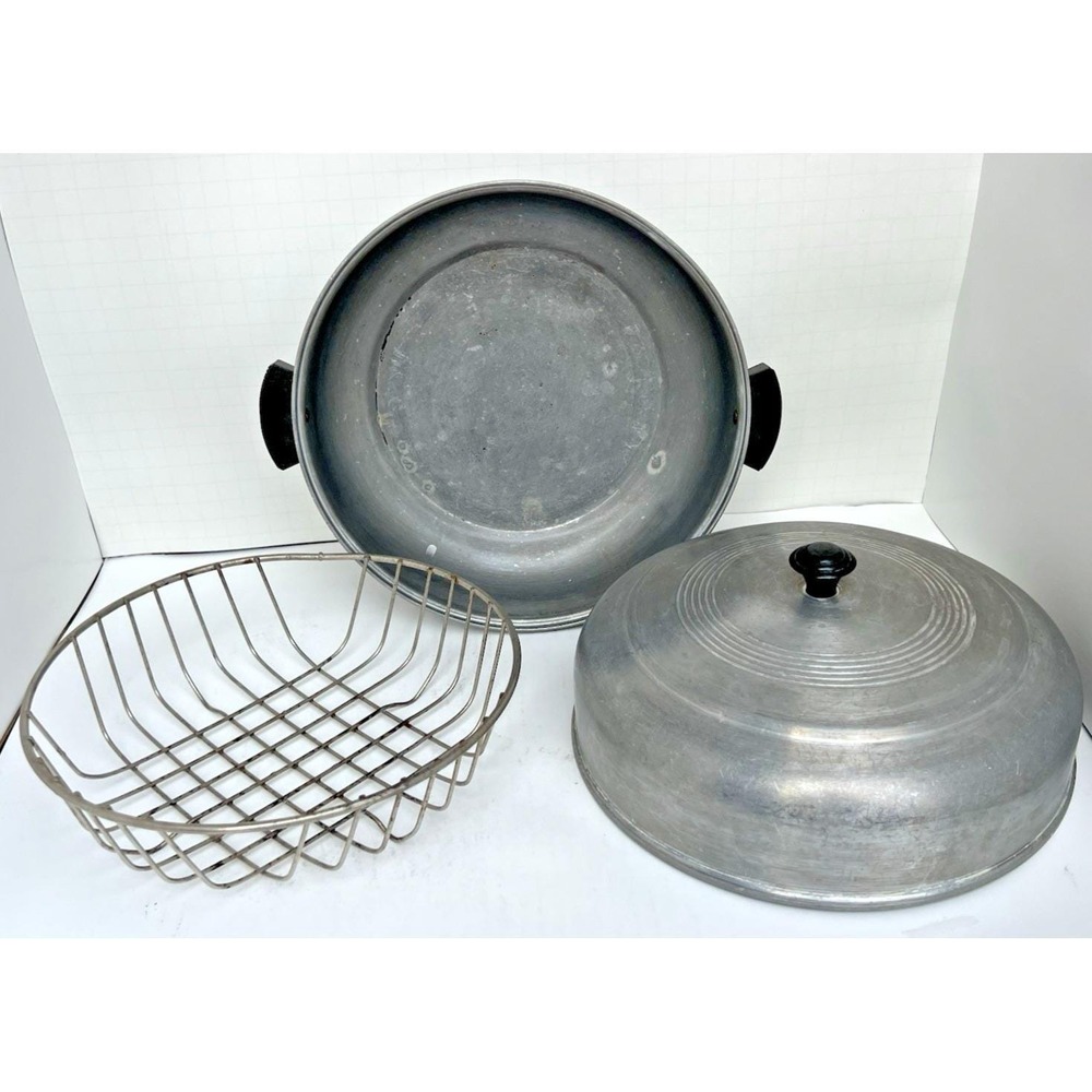 Dutch Oven Stock Pot Aluminum Lid Rack Steamer Insert Large Vintage Kitchen Cook